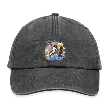 Möwe im Boot - Relaxed Vintage Cap - Vintage Schwarz - Vorne