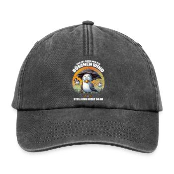 Lustige Möwe im Sturm Lustiger Spruch Büschen Wind - Relaxed Vintage Cap - Vintage Schwarz - Vorne