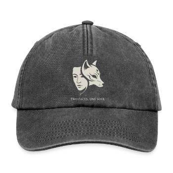 Doppelmaske: Mensch & Tier - Zwei Gesichter, eine Seele - Relaxed Vintage Cap - Vintage Schwarz - Vorne