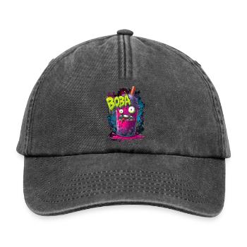 Boba Tea Monster dans le style street graffiti coloré - Casquette vintage décontractée - noir vintage - Devant