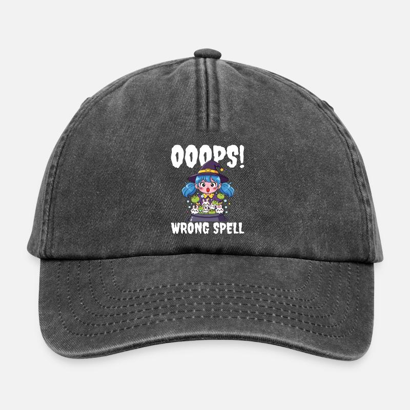 OOOPS! WRONG SPELL - WITCH HALLOWEEN - Relaxed Vintage Cap - vintage black