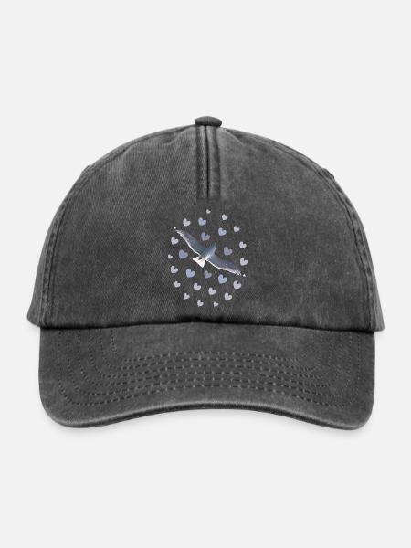 Elegante Möwenflug Illustration Möwe Herzen - Relaxed Vintage Cap - Vintage Schwarz