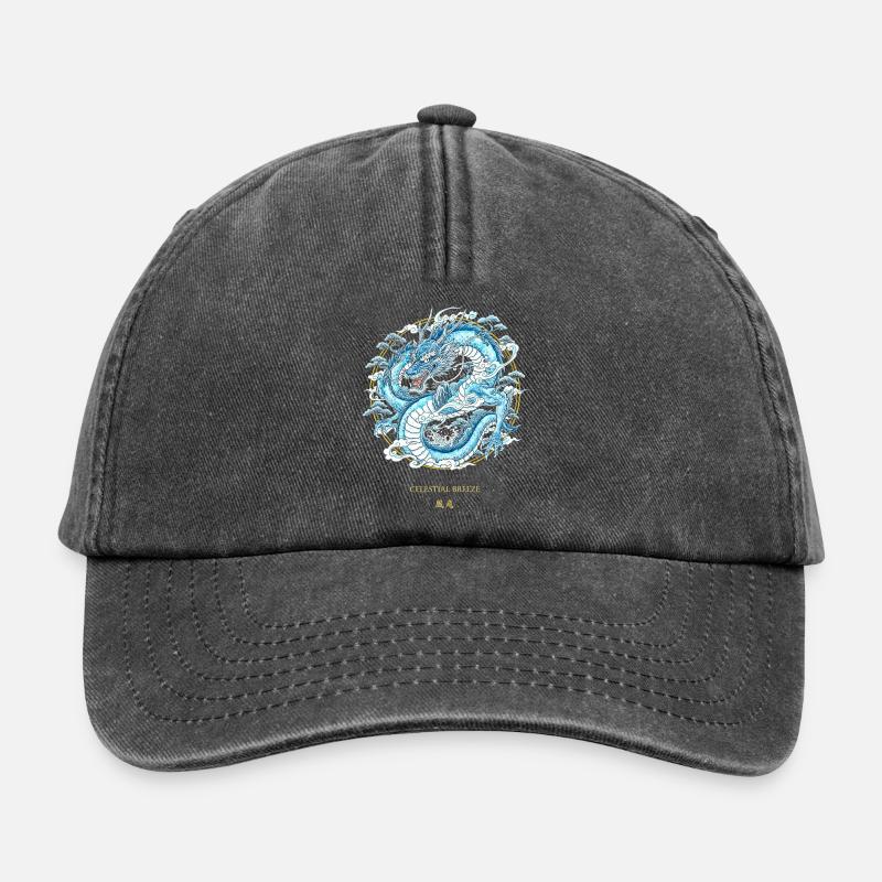 Brise céleste Dragon du vent céleste - Casquette vintage décontractée - noir vintage