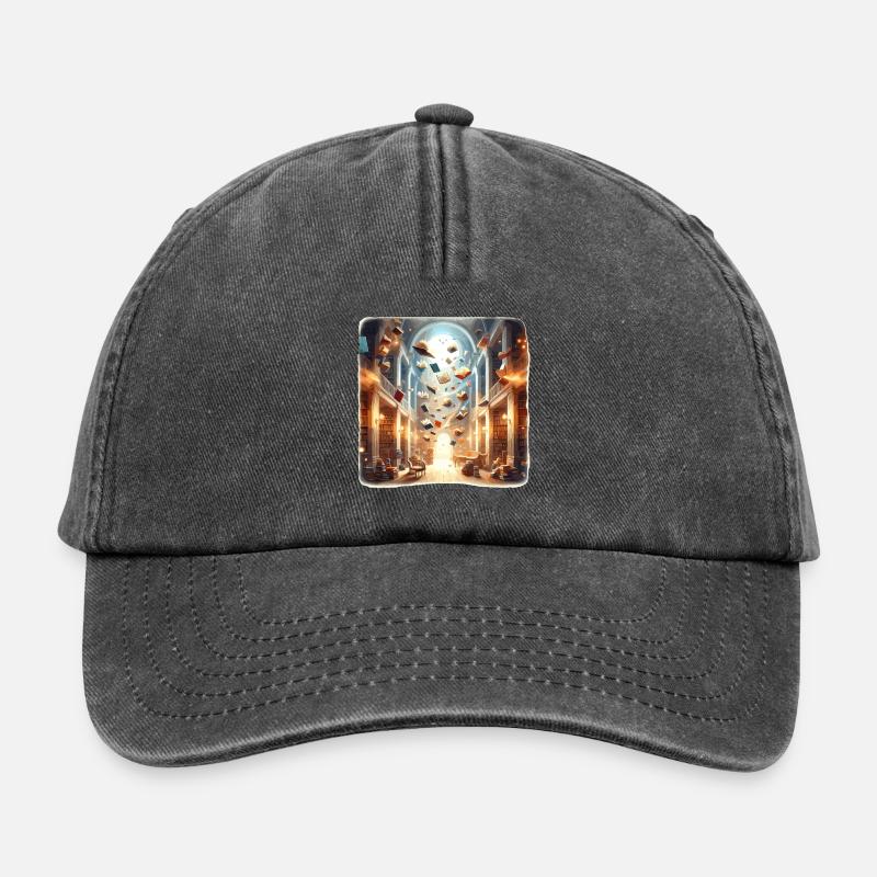 Library Magic: Flying Books - Relaxed Vintage Cap - vintage black