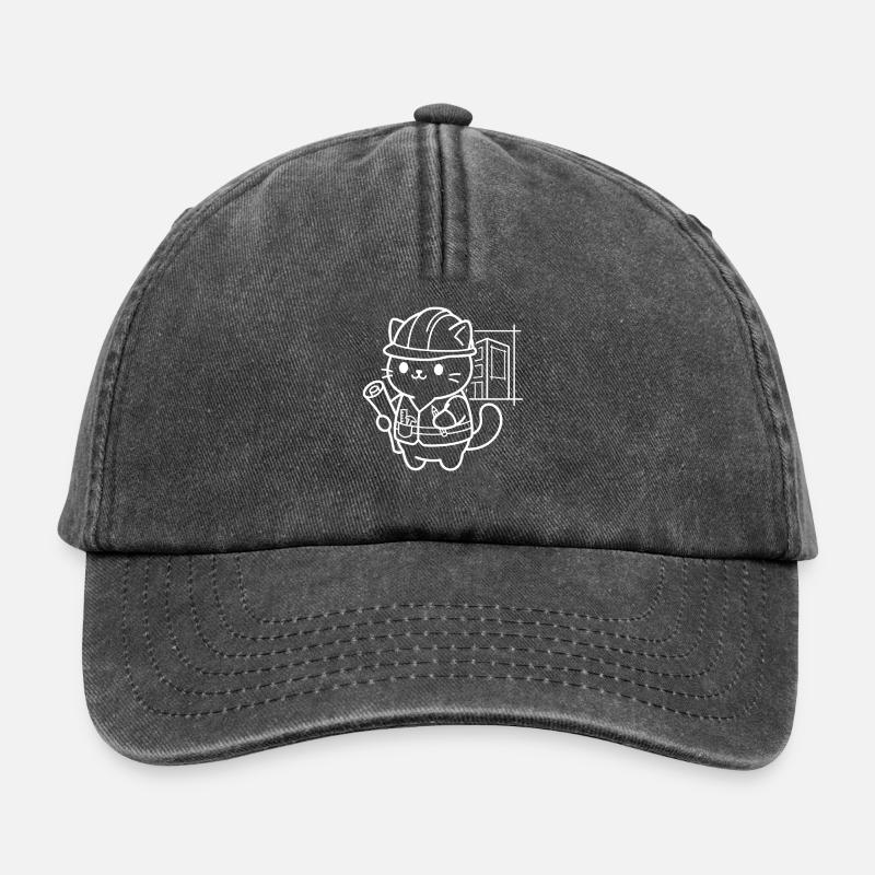 Architecte Kawaii Cat - Casquette vintage décontractée - noir vintage