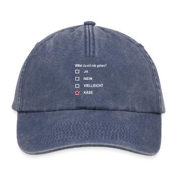 Will you go out with me? funny gift idea - Relaxed Vintage Cap - vintage denim - Front