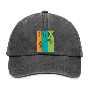 BMX Color Block Rider Silhouettes - Relaxed Vintage Cap - vintage black - Front