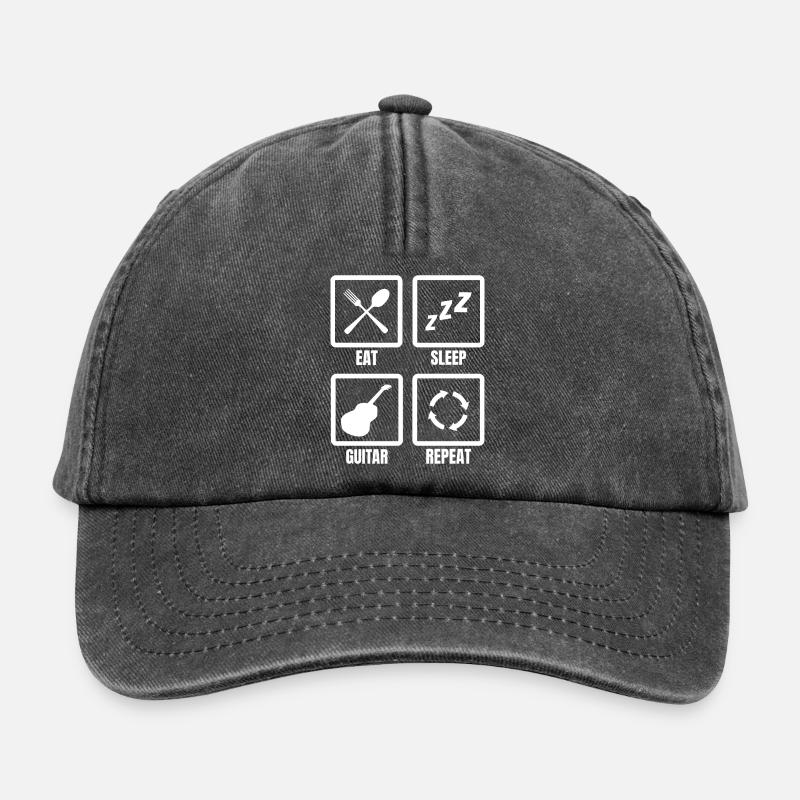Eating Sleeping Guitar Repeat - Relaxed Vintage Cap - vintage black