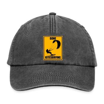 Gone Kitesurfing Vintage Kiteboarding Design Shirt - Relaxed Vintage Cap - Vintage Schwarz - Vorne