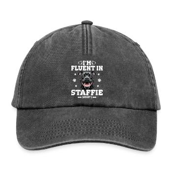 Parler Le Staffie Cadeau Humour Chien Staffie - Casquette vintage décontractée - noir vintage - Devant
