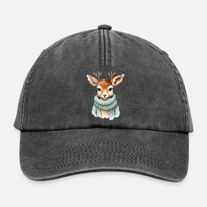 Fawn in winter coat - Relaxed Vintage Cap - vintage black
