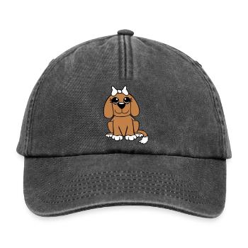 chien assis petit jolie dame arc femelle - Casquette vintage décontractée - noir vintage - Devant