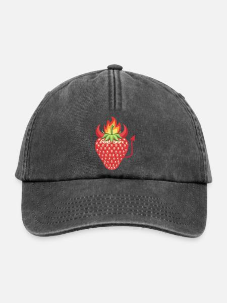Teuflische Erdbeere - Relaxed Vintage Cap - Vintage Schwarz
