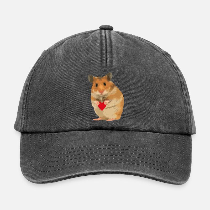 Hamster Menno mit Herz - Relaxed Vintage Cap - Vintage Schwarz