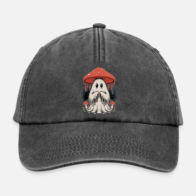 Ghost mushroom with forest magic - Relaxed Vintage Cap - vintage black