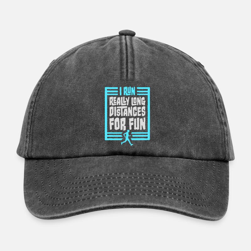 I Run Really Long Distances For Fun Marathon Sport - Relaxed Vintage Cap - Vintage Schwarz