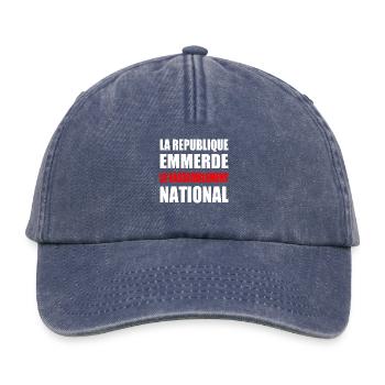 la republique emmerde le rassemblement national - Casquette vintage décontractée - vintage bleu jeans - Devant