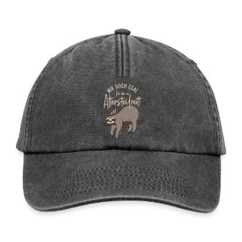 Faultier Mir doch egal Ich bin in Altersteilzeit - Relaxed Vintage Cap - Vintage Schwarz - Vorne