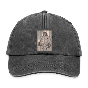 Vintage Muscle Man Jesus Gym - Relaxed Vintage Cap - vintage black - Front