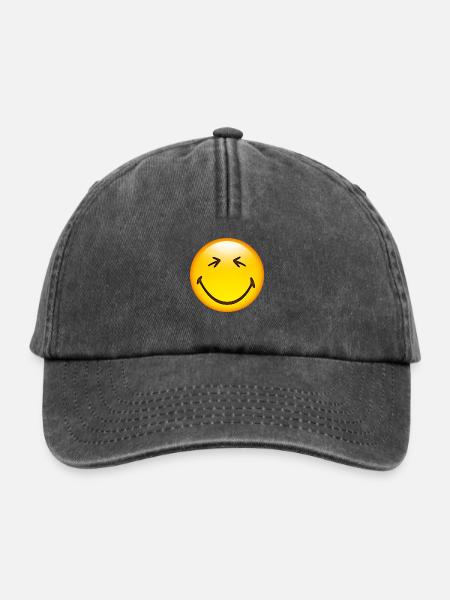 Smiley Happy - Relaxed Vintage Cap - Vintage Schwarz