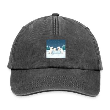 Spielende Eisbären bauen ein Iglu - Winter cartoon - Relaxed Vintage Cap - Vintage Schwarz - Vorne
