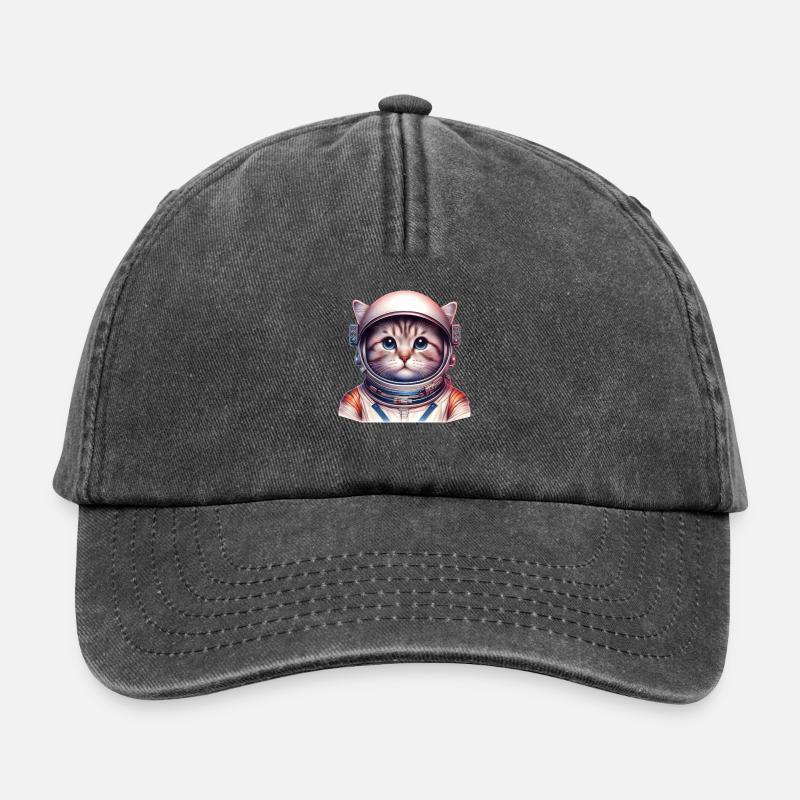 Space_cat - Relaxed Vintage Cap - Vintage Schwarz