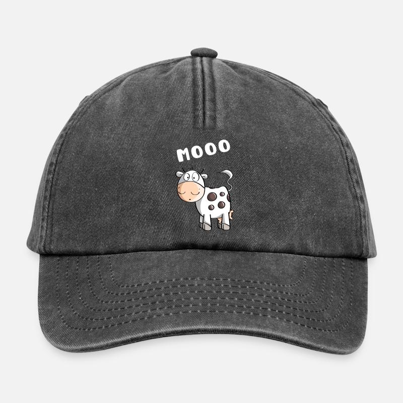 Kleine Mooo Kuh - Kühe - Comic - Relaxed Vintage Cap - Vintage Schwarz