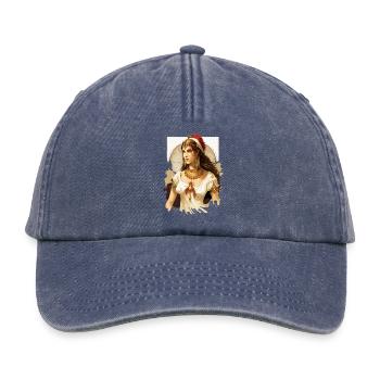 Antike Königin in rotem Diadem - Relaxed Vintage Cap - Vintage Denim - Vorne