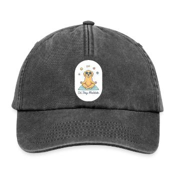 Zen Golden Retriever: Der flauschige Lebenscoach - Relaxed Vintage Cap - Vintage Schwarz - Vorne
