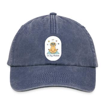 Zen Golden Retriever: The Fluffy Life Coach - Relaxed Vintage Cap - vintage denim - Front
