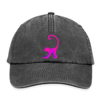 Neon Pink Monkey - Relaxed Vintage Cap - Vintage Schwarz - Vorne