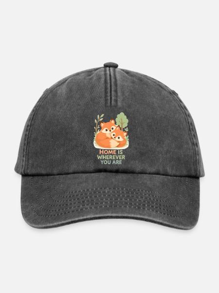 Süßes Fuchs Pärchen im Wald - Relaxed Vintage Cap - Vintage Schwarz