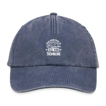 Ne sous-estimez jamais un vieil homme avec un trombone - Casquette vintage décontractée - vintage bleu jeans - Devant