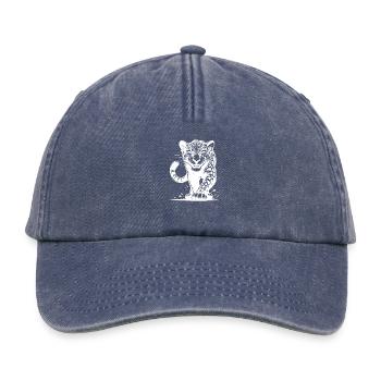 Cunning leopard hunting with spots - Relaxed Vintage Cap - vintage denim - Front