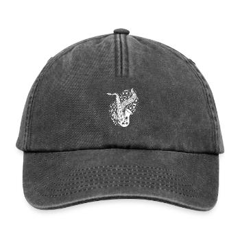 Saxophon mit fliegenden Musik Noten - Relaxed Vintage Cap - Vintage Schwarz - Vorne
