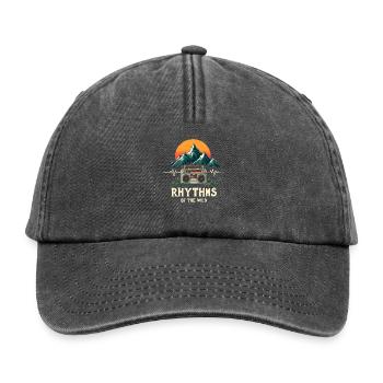 Camping-Herzschlag - Witzige Sprüche - Relaxed Vintage Cap - Vintage Schwarz - Vorne