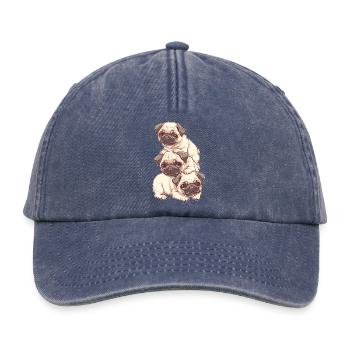 Pile de carlins - Casquette vintage décontractée - vintage bleu jeans - Devant