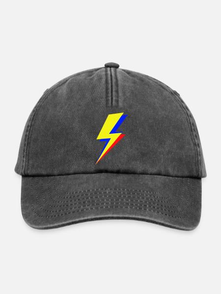 Geometrischer mehrfarbiger Blitz - Relaxed Vintage Cap - Vintage Schwarz