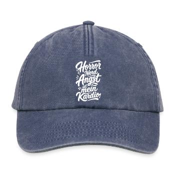 Horror Nerd Filmabend Comic Szene - Relaxed Vintage Cap - Vintage Denim - Vorne