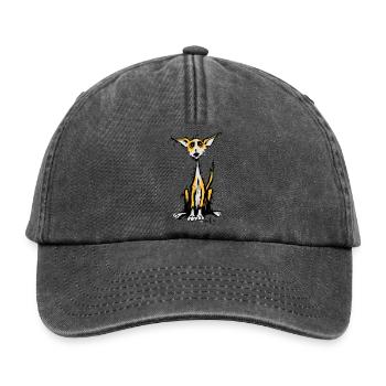 Rauhaar Podenco - Relaxed Vintage Cap - Vintage Schwarz - Vorne