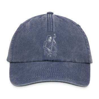 Hooded Skeleton Cellist - Relaxed Vintage Cap - vintage denim - Front