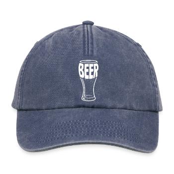 Beer - Funny Beer Logo Tshirt - Relaxed Vintage Cap - vintage denim - Front