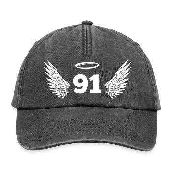 Numéro 91 ange - 91e anniversaire ailes - Casquette vintage décontractée - noir vintage - Devant