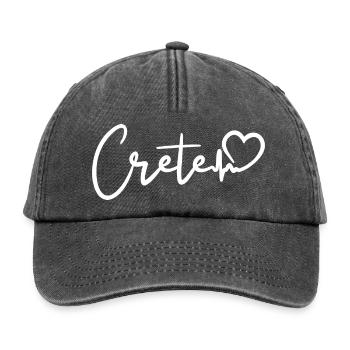 Crete Herzschlag Insel Kreta - Relaxed Vintage Cap - Vintage Schwarz - Vorne