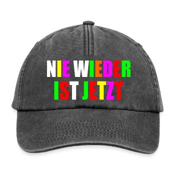 Nie wieder ist jetzt - Relaxed Vintage Cap - Vintage Schwarz - Vorne