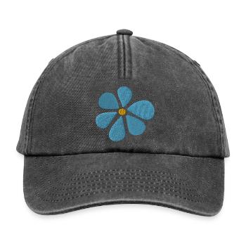 Gänseblümchen bestickt - Relaxed Vintage Cap - Vintage Schwarz - Vorne