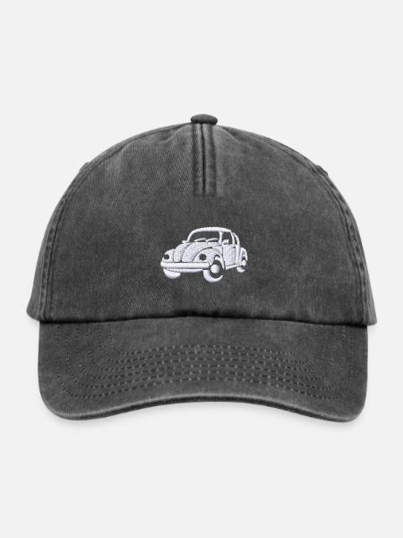 Volkswagen VW Beetle Stickmotiv - Relaxed Vintage Cap - Vintage Schwarz