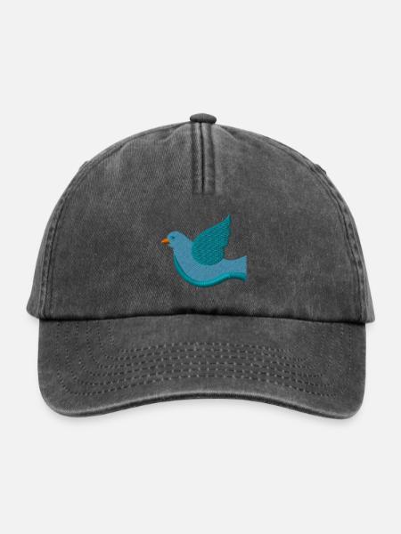 Taube bestickt - Relaxed Vintage Cap - Vintage Schwarz