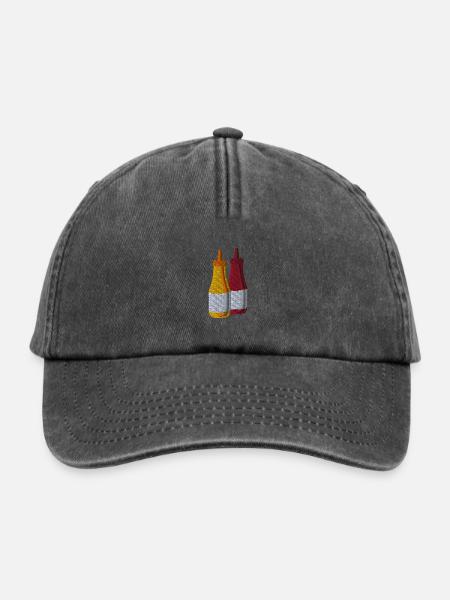 Ketchup und Senf bestickt - Relaxed Vintage Cap - Vintage Schwarz