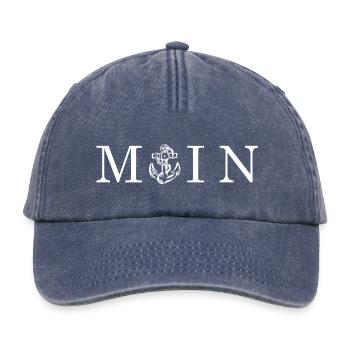 MOIN avec ancre maritime, blanc - Casquette vintage décontractée - vintage bleu jeans - Devant